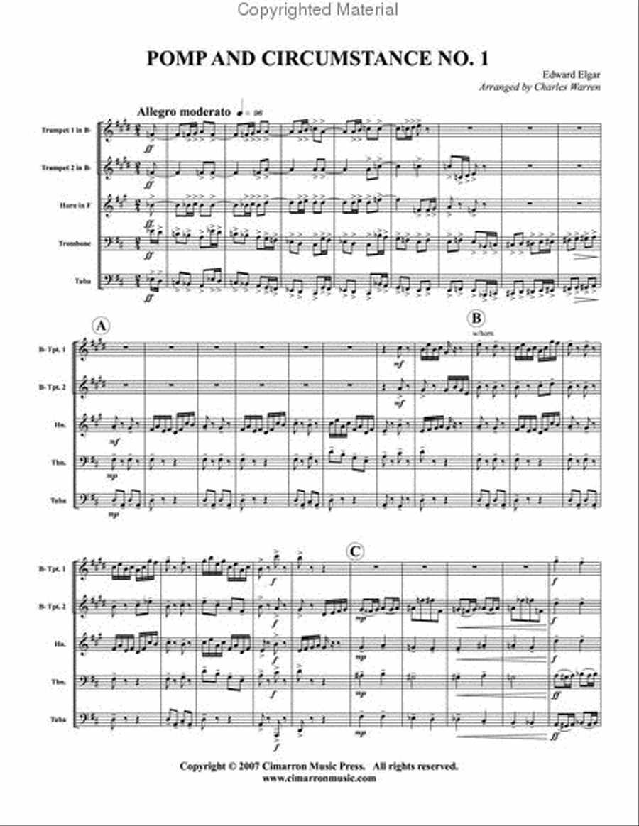 Pomp & Circumstance Brass Quintet scores gallery preview page 2