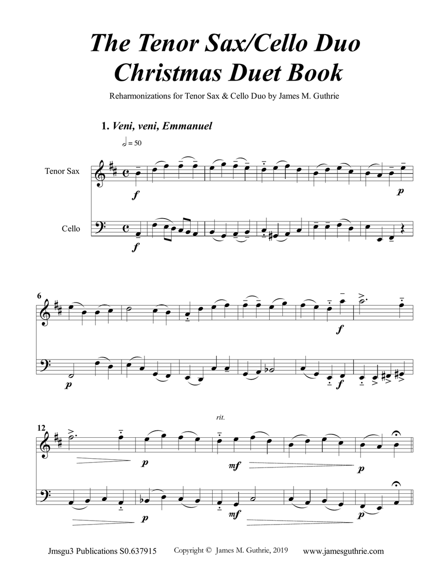 The Tenor Sax & Cello Christmas Duet Book Tenor Saxophone scores gallery preview page 2
