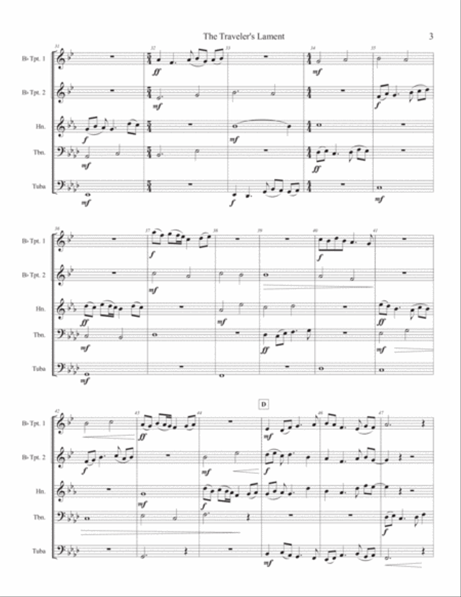 The Traveler's Lament Brass Ensemble scores gallery preview page 3