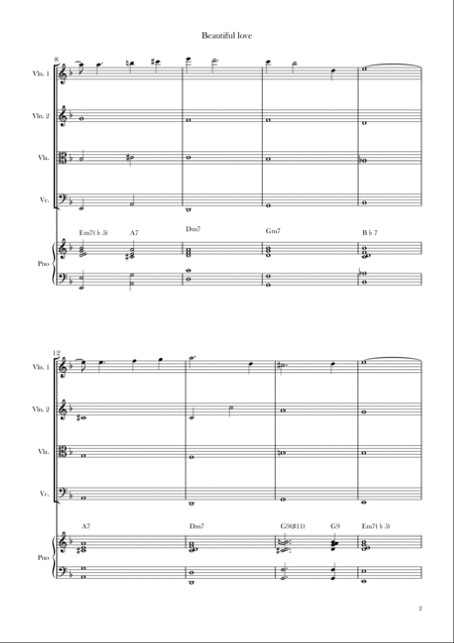 Beautiful Love String Quartet scores gallery preview page 2