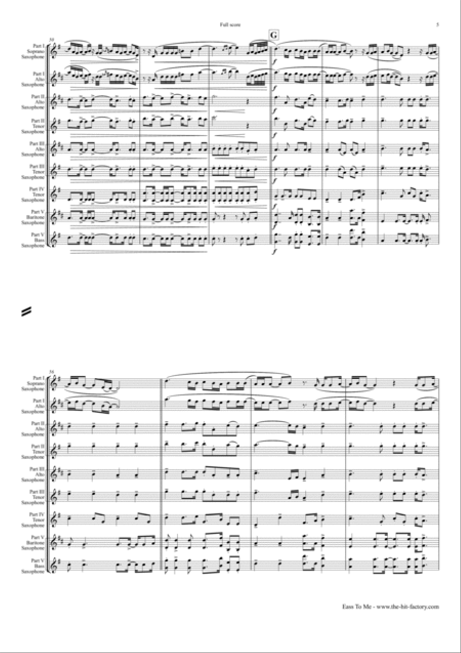 Easy On Me Saxophone Quintet scores gallery preview page 5