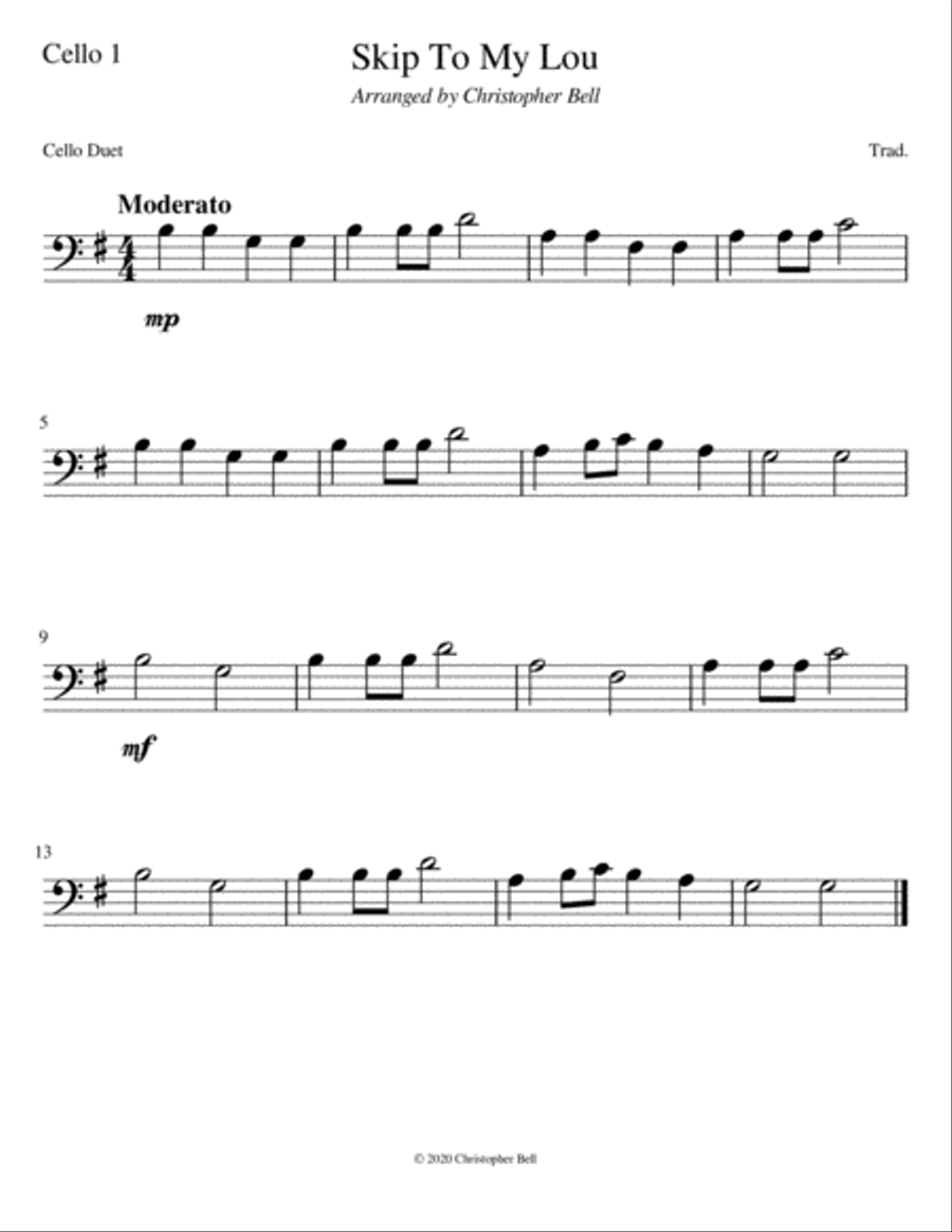 Skip To My Lou - Easy Cello Duet String Duet scores gallery preview page 2