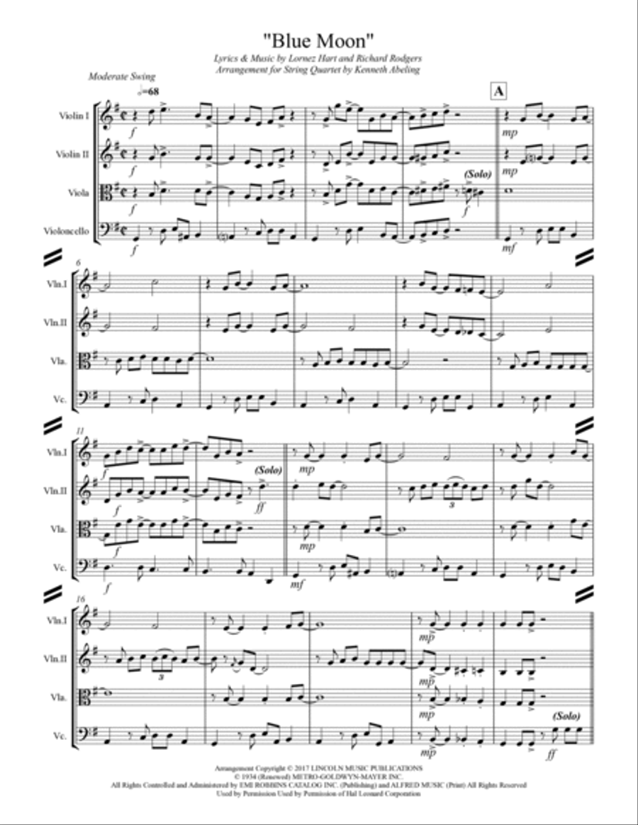 Blue Moon String Quartet scores gallery preview page 2