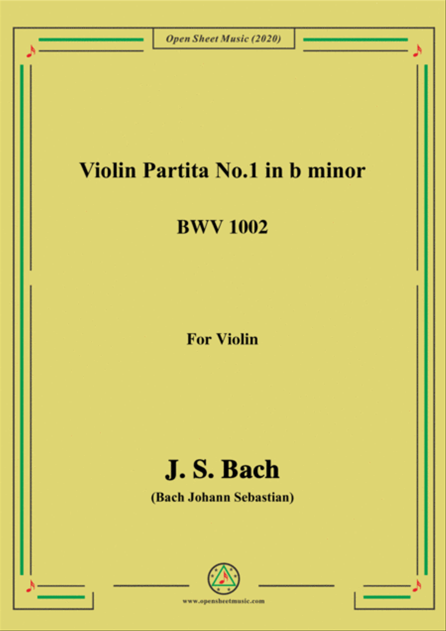 Bach,J.S.-Violin Partita No.1,in b minor,BWV 1002,for Violin Violin Solo scores gallery preview page 1
