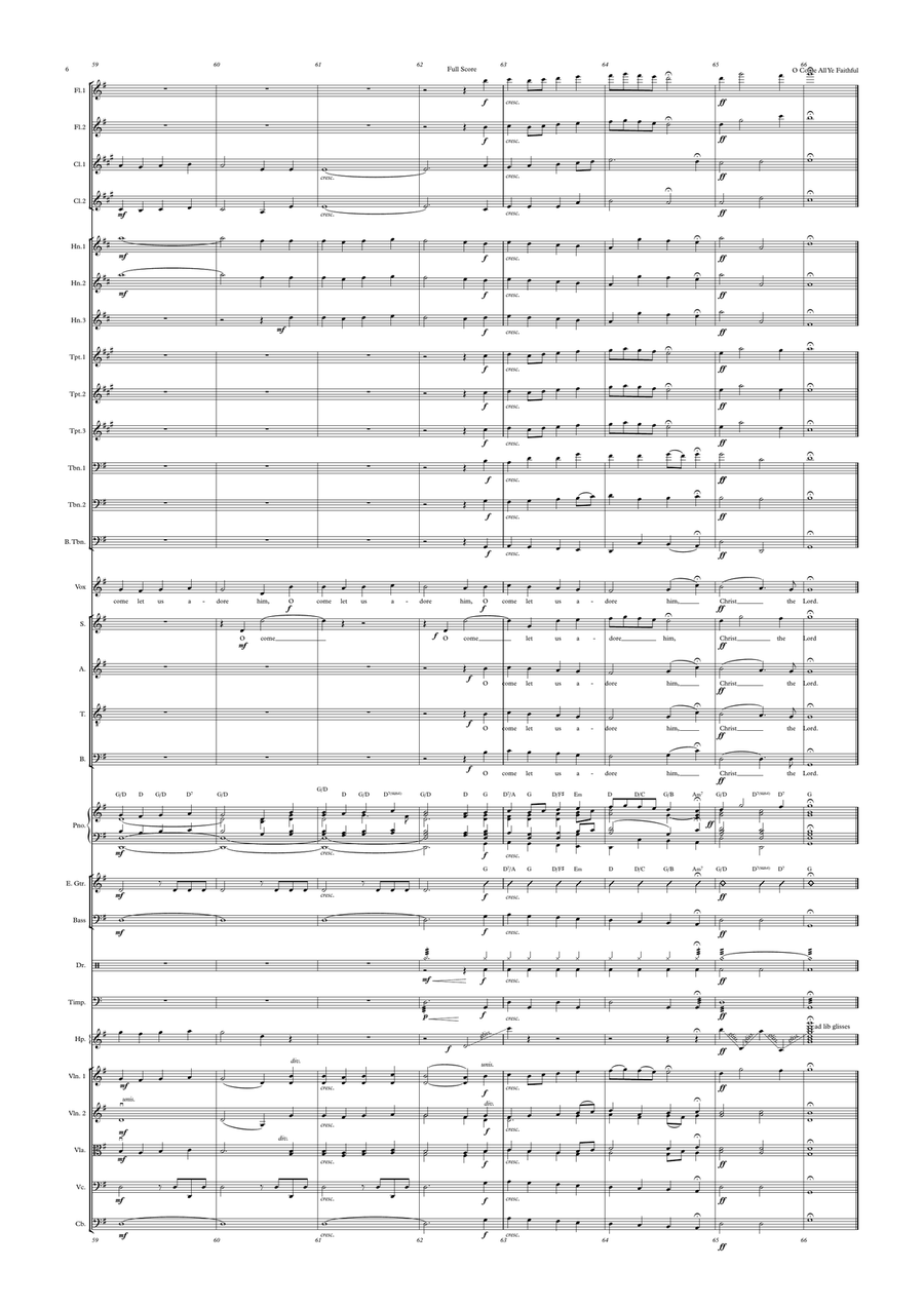 O Come All Ye Faithful (Adeste Fideles) - Female vocal with Choir and Pops Orchestra, Key of F to G Choir scores gallery preview page 6