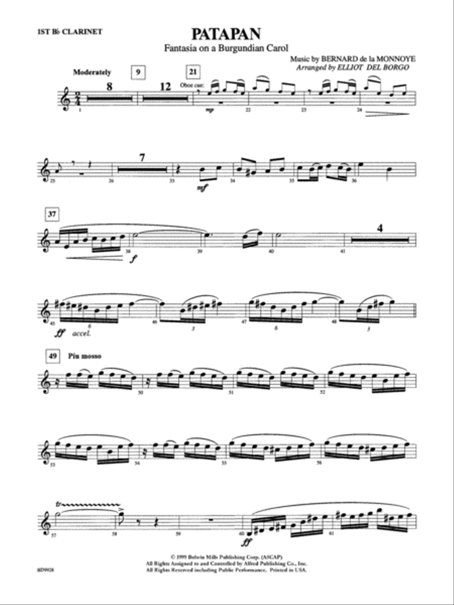 Patapan: 1st B-flat Clarinet Concert Band scores gallery preview page 1