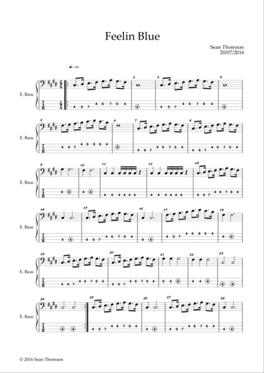 Feelin Blue (Bass Guitar) Bass Guitar scores gallery preview page 1