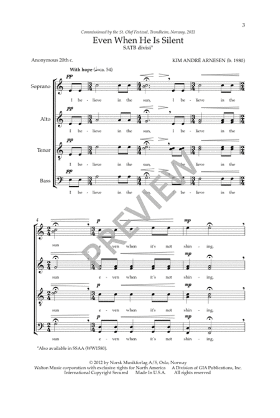 Even When He Is Silent - SATB divisi image number null