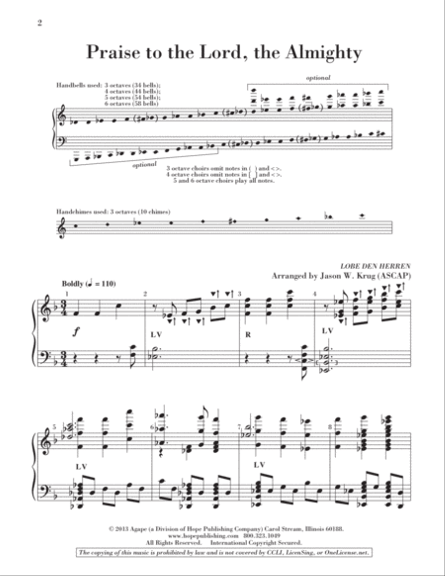 Praise to the Lord, the Almighty 5-Octaves scores gallery preview page 3