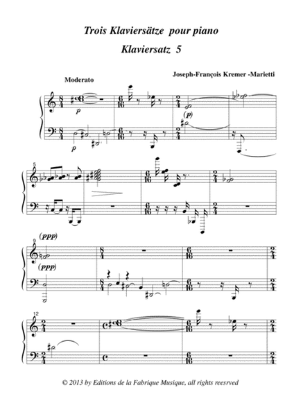Joseph-François Kremer: Klaviersatzen no. 5-7