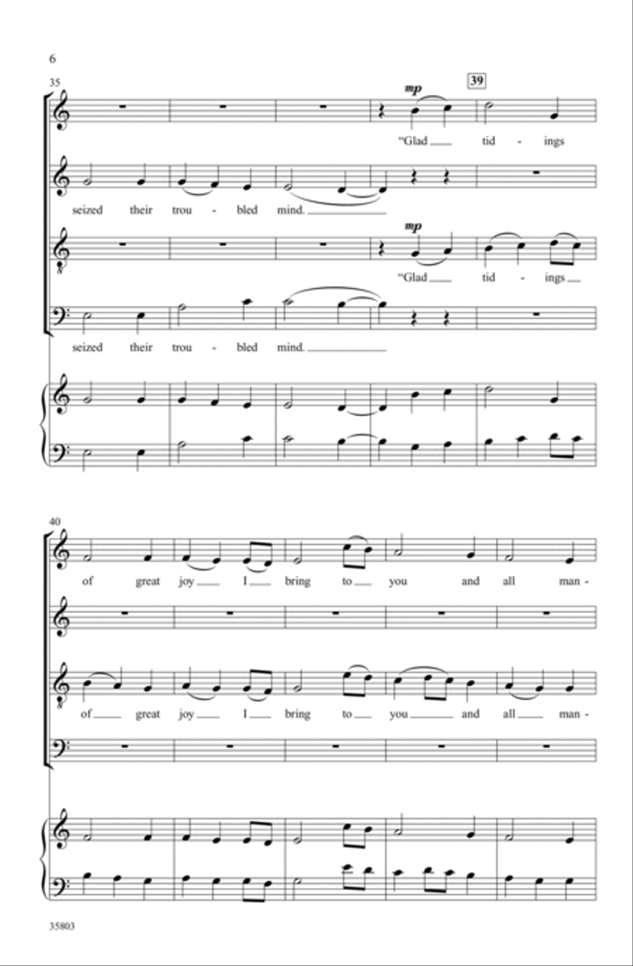 While Shepherds Watched Their Flocks 4-Part scores gallery preview page 5