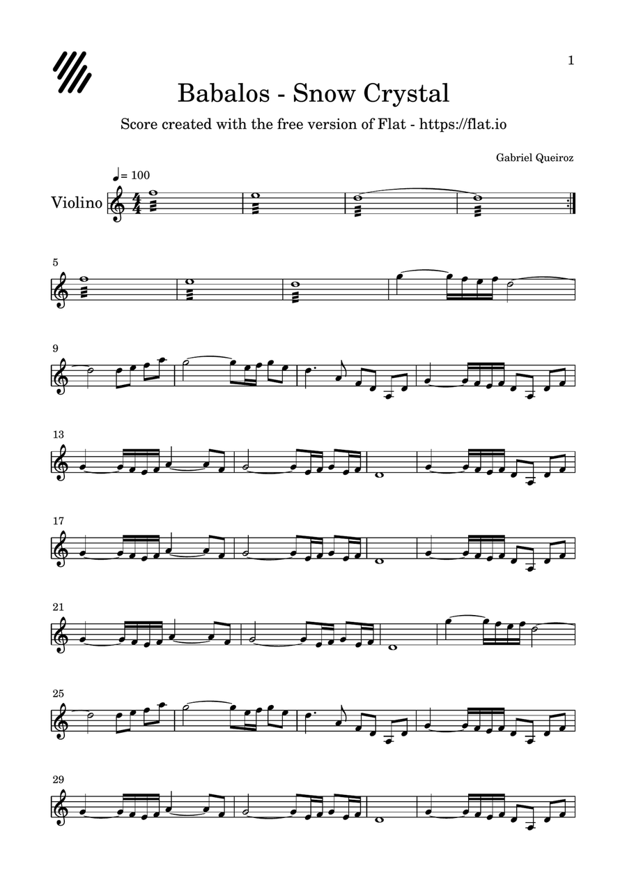 Babalos - Snow Crystal Babalos - Snow Crystal Violin Solo scores gallery preview page 1