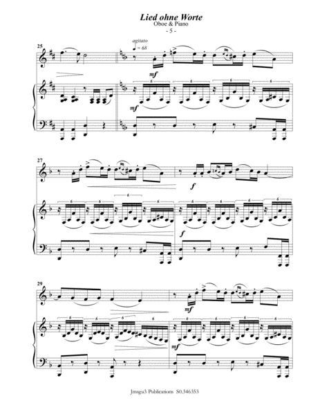 Mendelssohn: Song Without Words Op. 109 for Oboe & Piano image number null