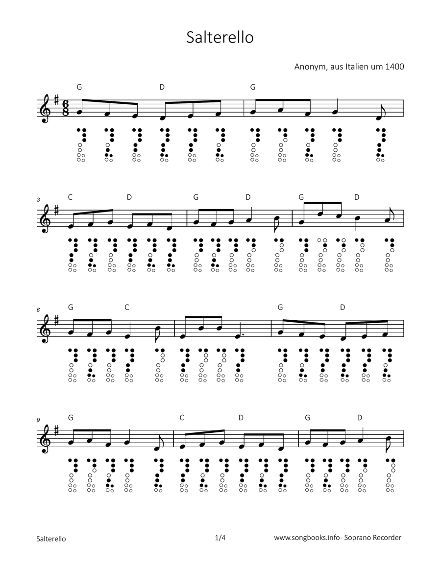 Salterello Soprano Recorder scores gallery preview page 1