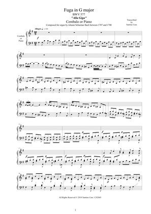 Bach - Fugue in G major 'alla Giga' BWV 577 ' for Harpsichord or Piano