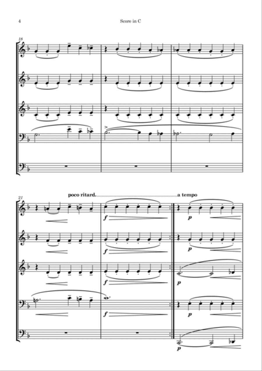Grieg: Til våren - To the Spring (Brass Quintet) Brass Quintet scores gallery preview page 4