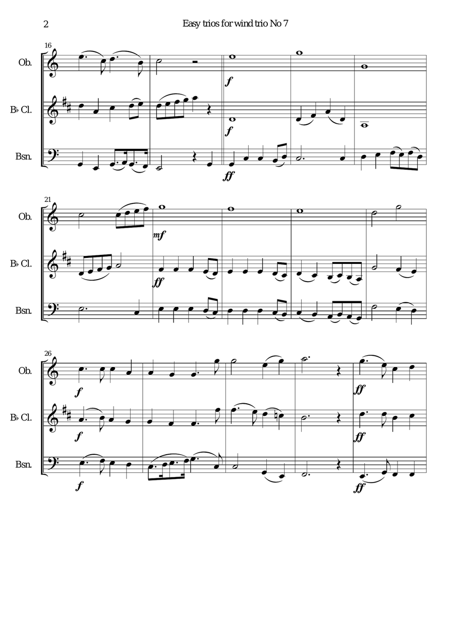 Blow away the morning dew for wind trio (oboe, clarinet, bassoon) Woodwind Trio scores gallery preview page 2