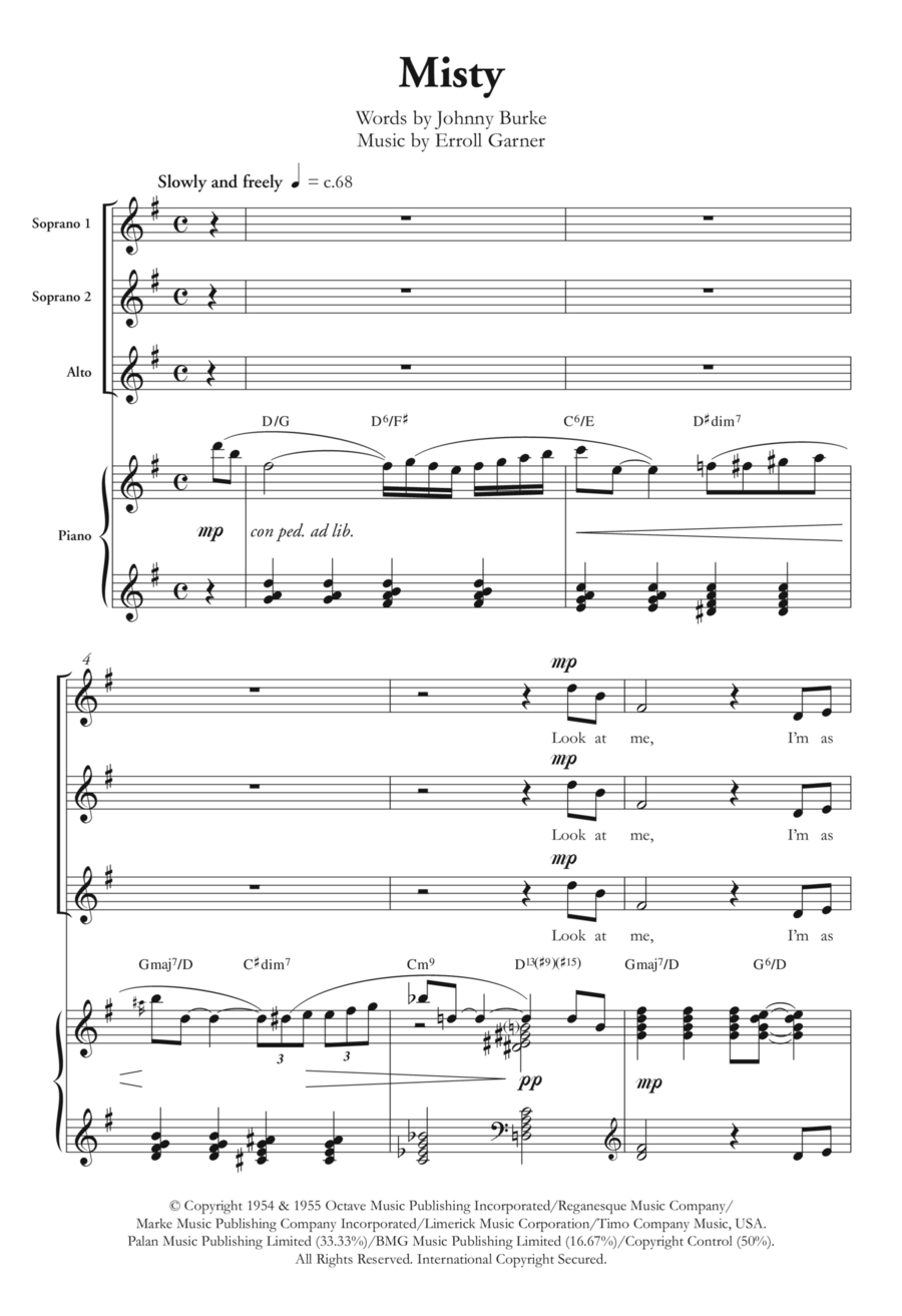 Misty (arr. Berty Rice) SSA scores gallery preview page 1