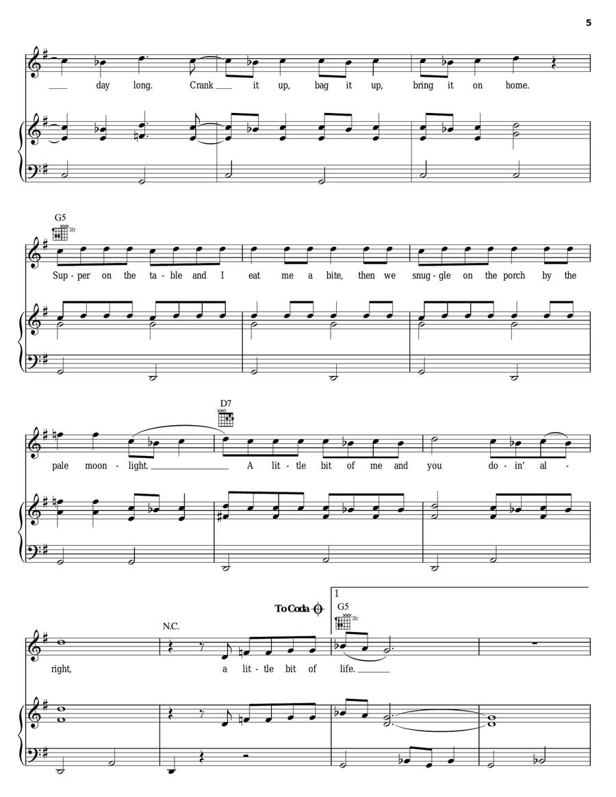 Little Bit Of Life Little Bit Of Life Piano, Vocal, Guitar scores gallery preview page 5