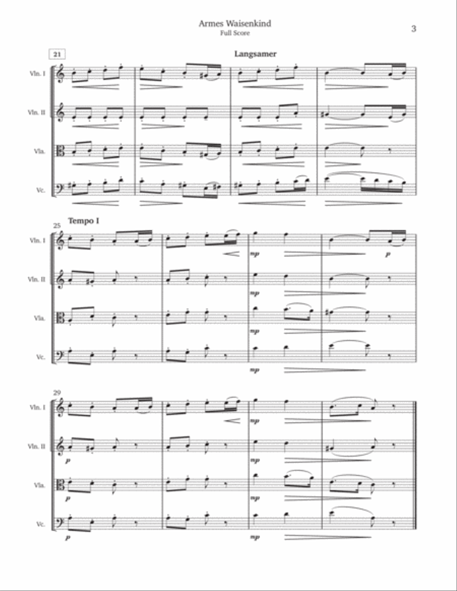 Armes Waisenkind (The Poor Orphan) String Quartet scores gallery preview page 3