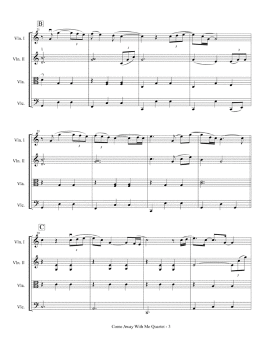 Come Away With Me String Quartet scores gallery preview page 4