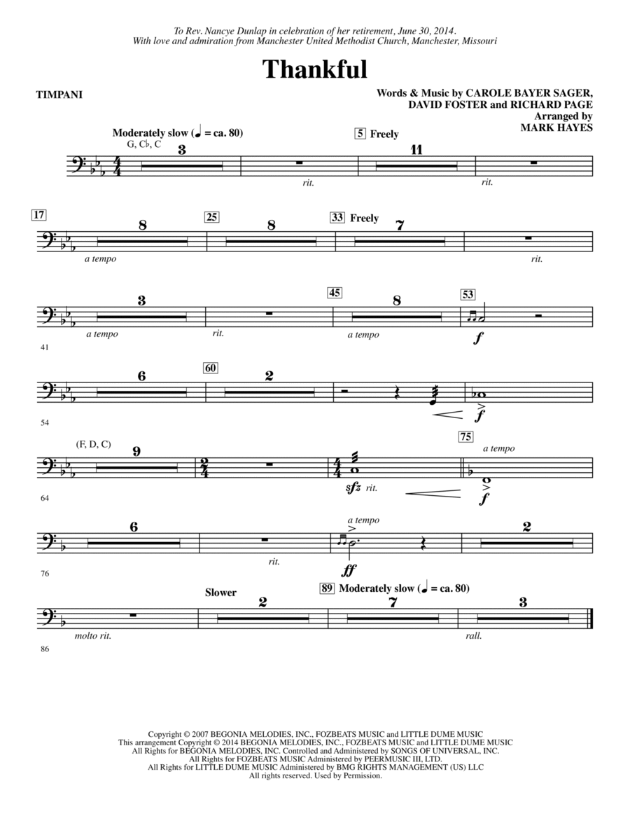 Thankful (arr. Mark Hayes) - Timpani Choir scores gallery preview page 1
