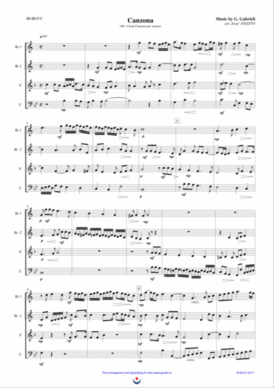 Canzona (Nb. 4) Brass Ensemble scores gallery preview page 1