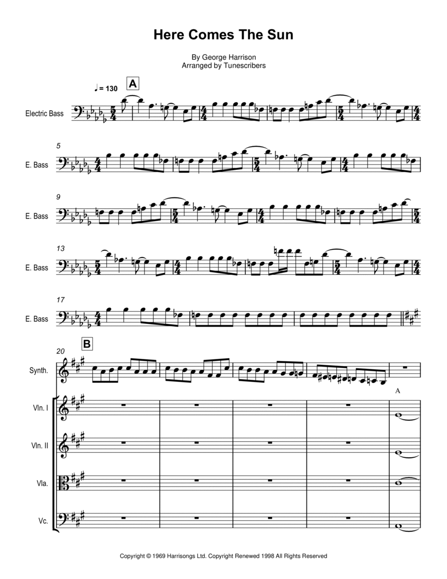 Here Comes The Sun Here Comes The Sun String Quartet scores gallery preview page 1