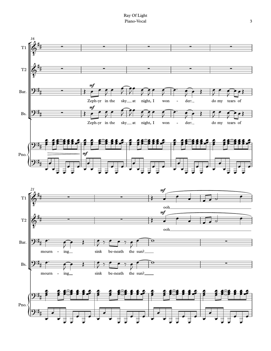 Ray Of Light TTBB scores gallery preview page 3