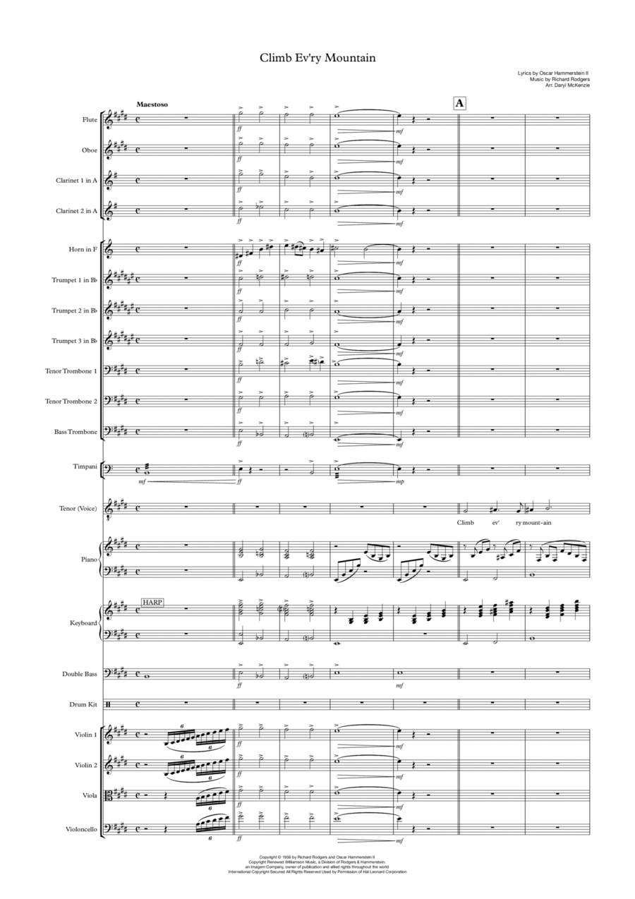 Climb Ev'ry Mountain Clarinet scores gallery preview page 1