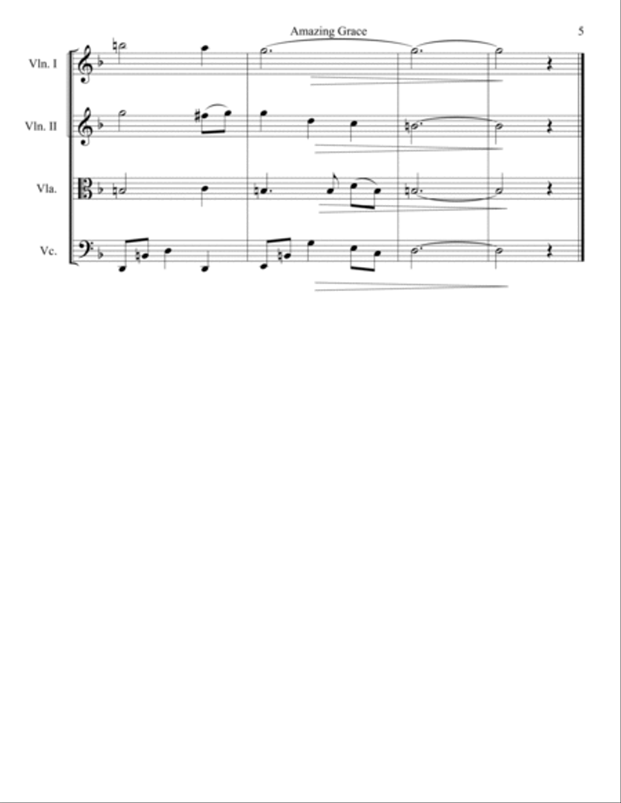 Amazing Grace String Quartet scores gallery preview page 5