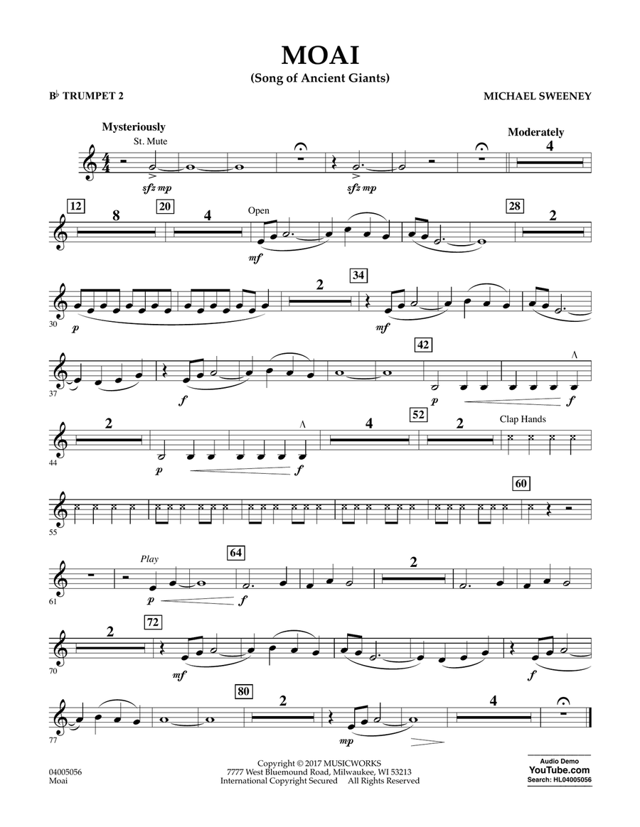 Moai (Songs of Ancient Giants) - Bb Trumpet 2 Concert Band scores gallery preview page 1