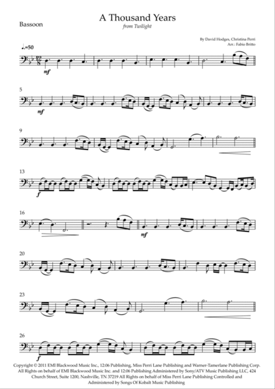 A Thousand Years Bassoon scores gallery preview page 5