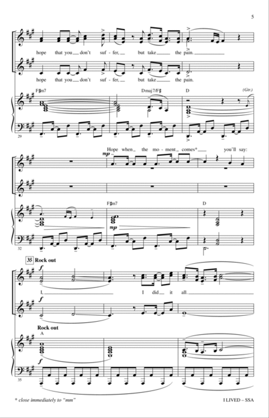 I Lived (arr. Jacob Narverud) SSA scores gallery preview page 4