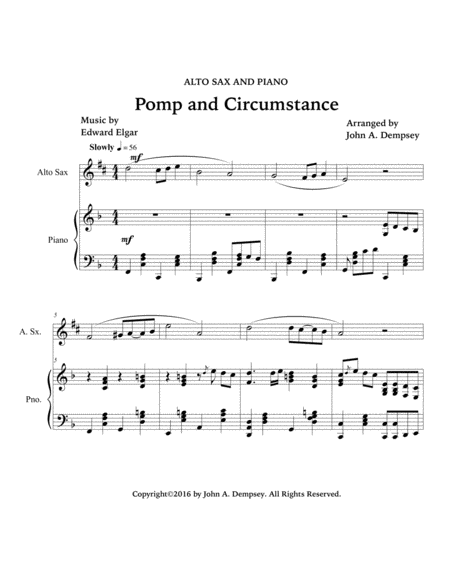 Pomp and Circumstance (Alto Sax and Piano) image number null