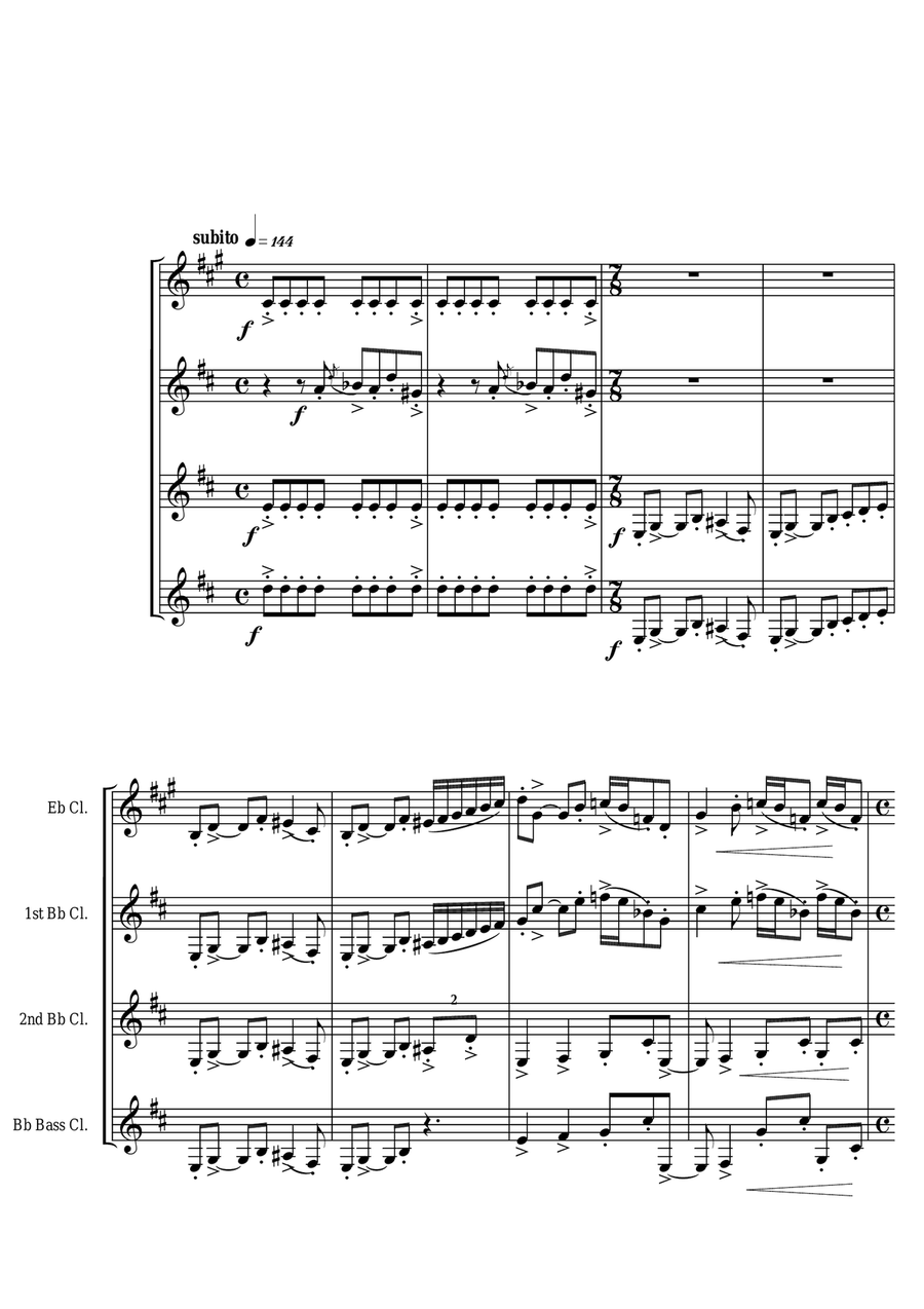 Arachnophobia, for clarinet quartet - score Clarinet Quartet scores gallery preview page 5