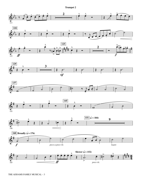 The Addams Family Musical (Choral Highlights) - Bb Trumpet 2