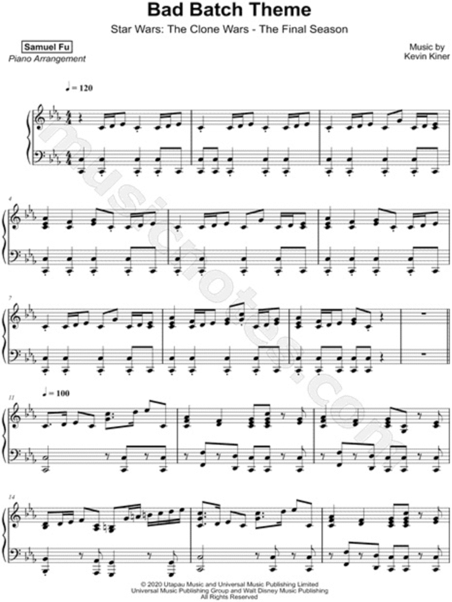 Star Wars; The Bad Batch Easy Piano scores gallery preview page 1
