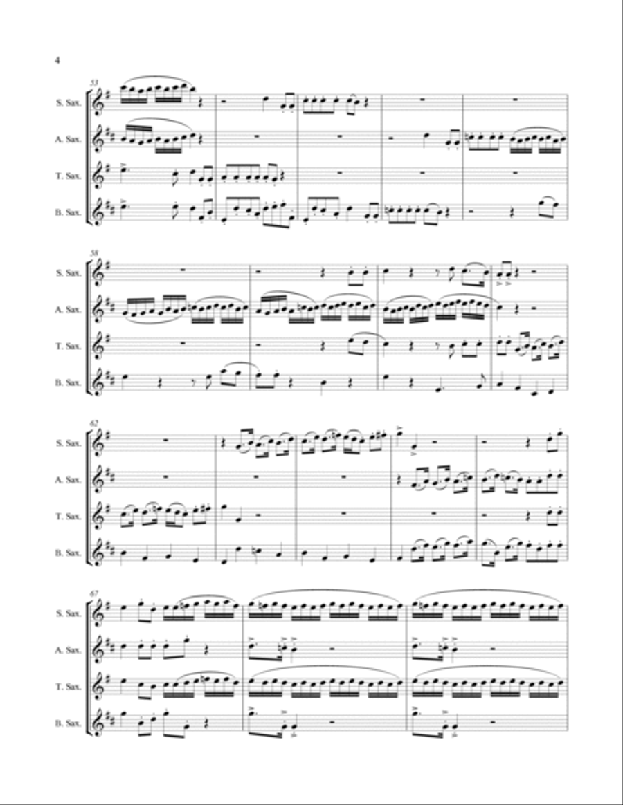 Handel - For Unto Us a Child is Born from Messiah (for Saxophone Quartet SATB) Saxophone Quartet scores gallery preview page 5