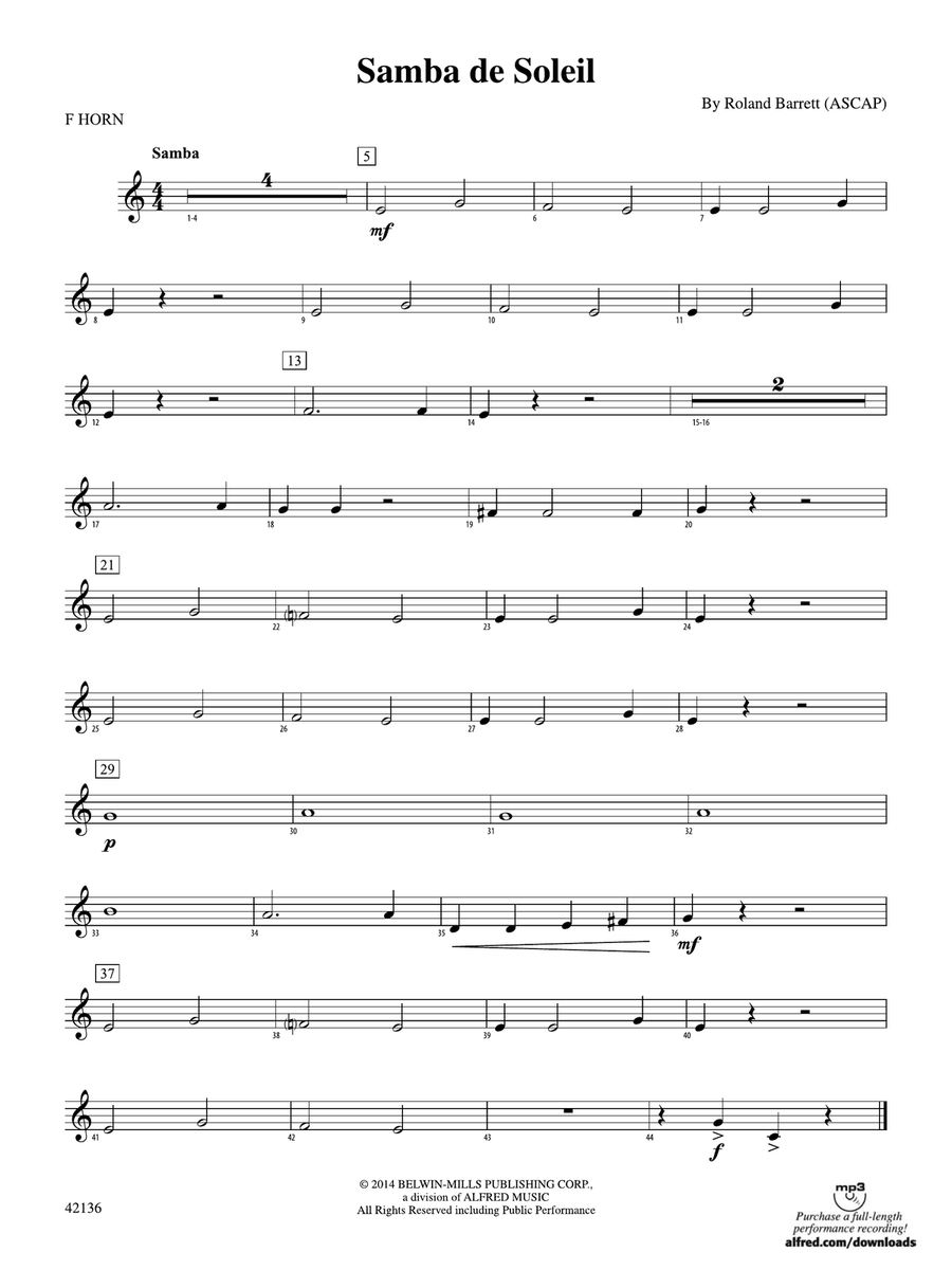 Samba de Soleil: 1st F Horn