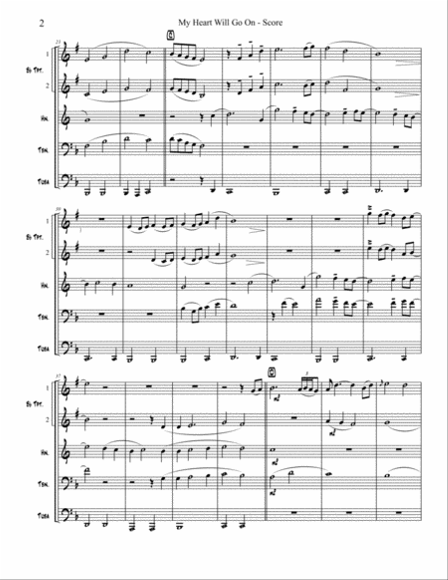 My Heart Will Go On (Love Theme from Titanic) Brass Ensemble scores gallery preview page 2