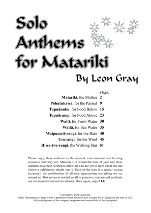 Solo Anthems for Matariki