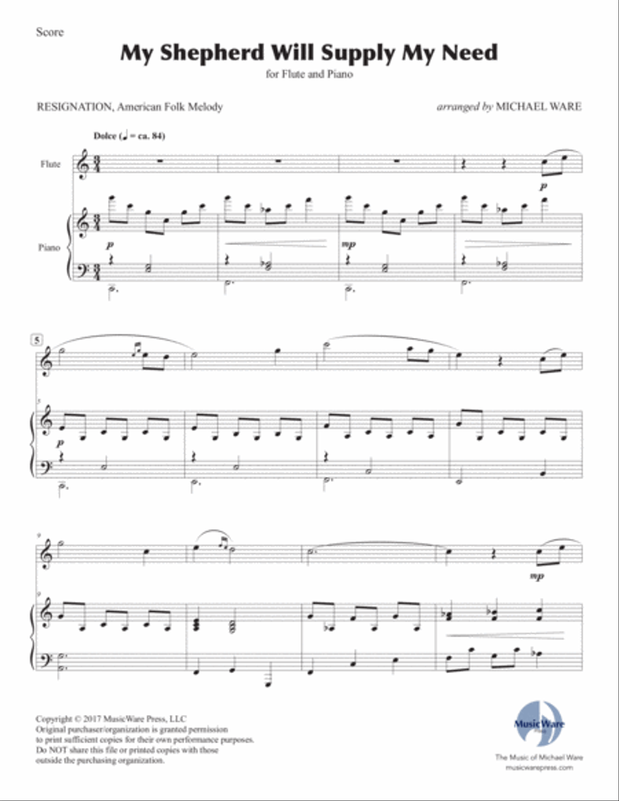 My Shepherd Will Supply My Need (Flute) Flute Solo scores gallery preview page 2