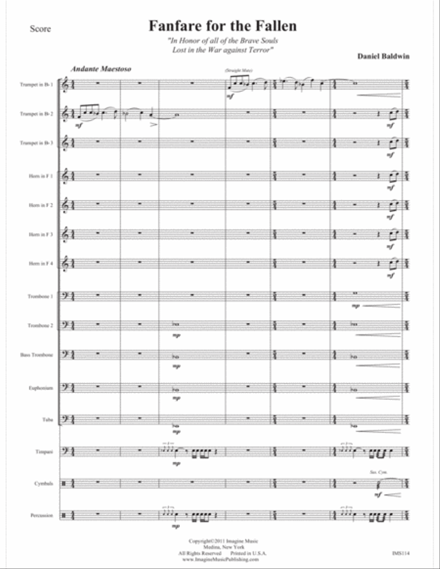 Fanfare for the Fallen Fanfare for the Fallen Percussion Ensemble scores gallery preview page 3