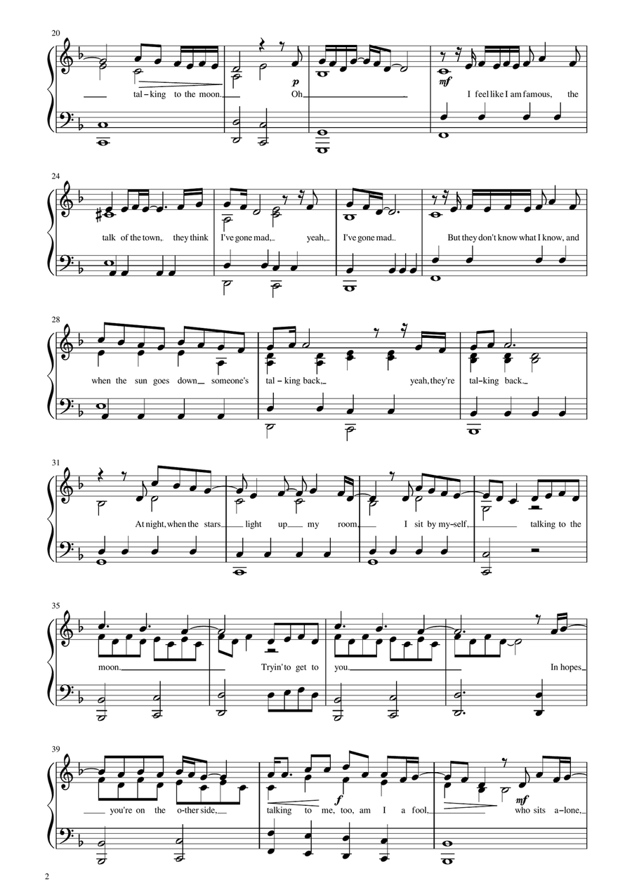 Talking To The Moon Piano Solo scores gallery preview page 2