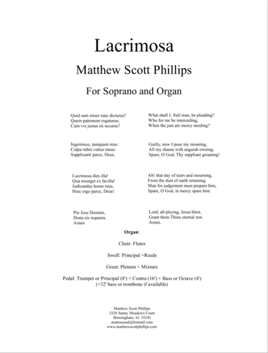 Lacrimosa Soprano Voice scores gallery preview page 2