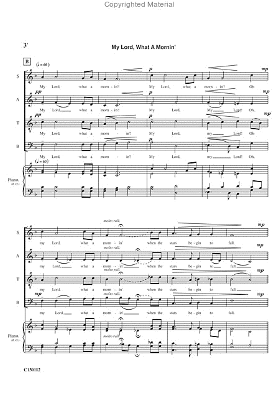 My Lord What A Mornin' 4-Part scores gallery preview page 5