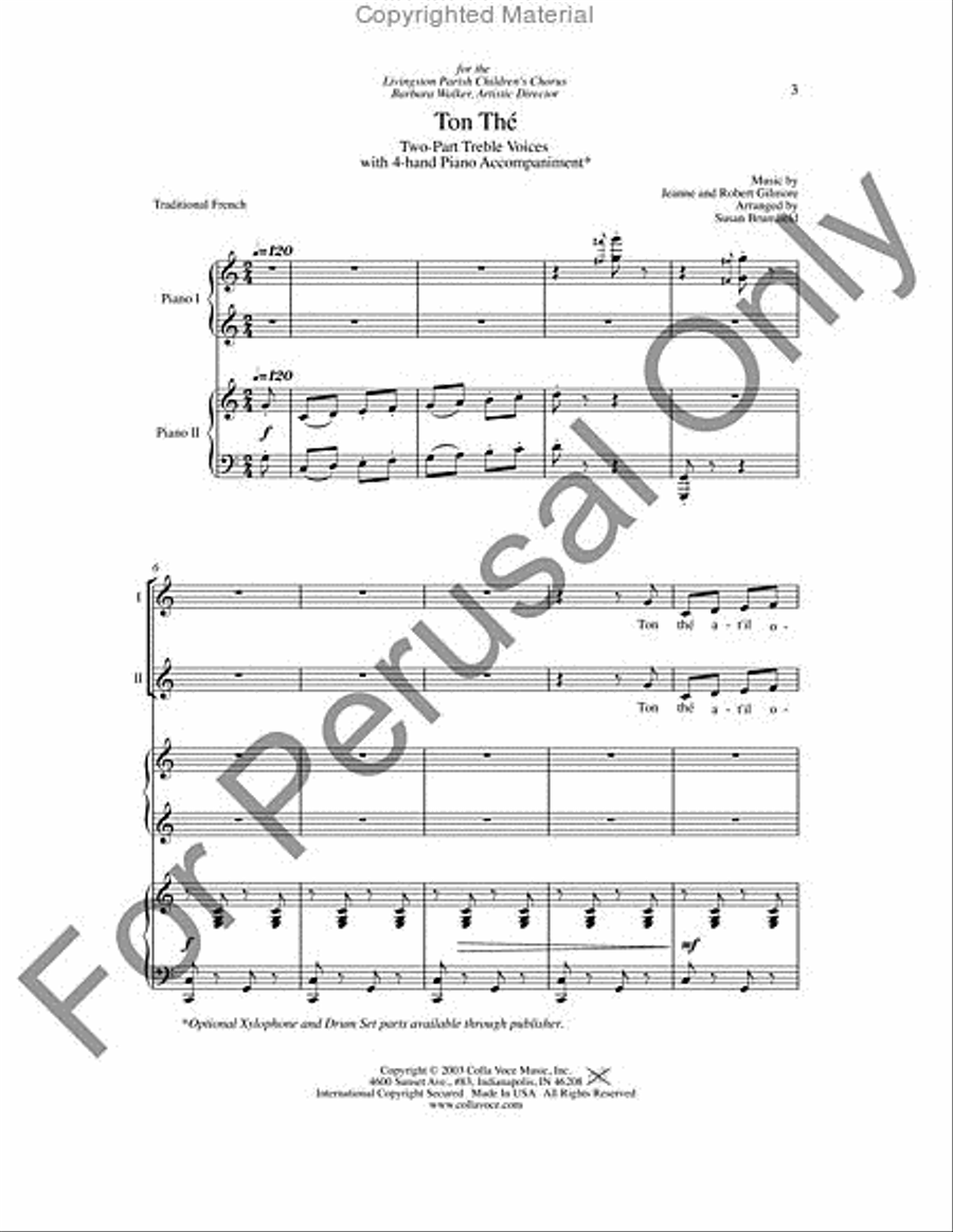 Ton Thé (Choral Score) SA scores gallery preview page 2