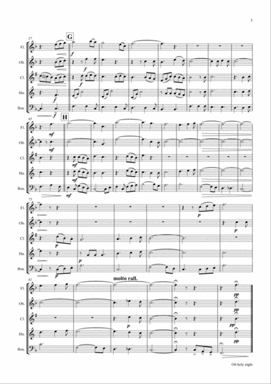 Oh holy night - Cantique de Noël - Christmas Song - Wind Quintet Woodwind Quintet scores gallery preview page 4