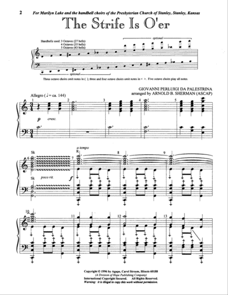 The Strife Is O'er 5-Octaves scores gallery preview page 2